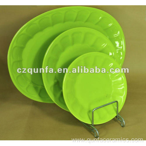 Oval green home hotel ceramic plate